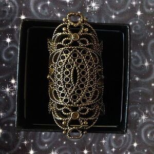 vintage Victorian inspired bronze/gold filigree finger wrap ring